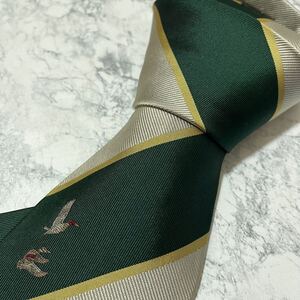 1円 美品 BURBERRY バーバリーズ 即日発送 シルク 絹 総柄 ハイブランド 超高級 紳士服 ブランドネクタイ ストライプ柄 緑 ホースロゴ