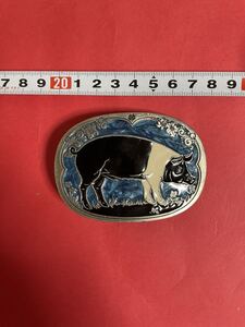 ★バックル　ぶた Pig 動物　BUCKLE BAKERY メンズベルト 約8×5.7cm ずっしり重い 焼肉マスター