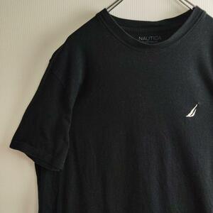 ノーティカ 半袖シャツ Tシャツ ブラック 刺繍ロゴ コットン メンズL