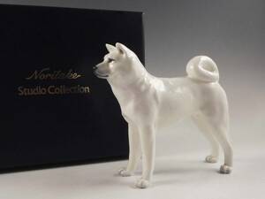 ◇堂◇Noritake ノリタケ フィギュリン 秋田犬 置物 19.5cm 無傷完品 14ud4