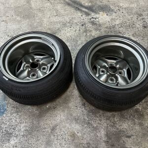 深リム 加工鉄ちん GTホイール加工 実測 13×9.5J オフセット−27mm 114.3 4H ハブ径約63mm 2本セット 街道レーサー 旧車 グラチャン