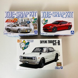 04wy5486〇【1円～】プラモデル 3箱 [ザ・スナップキット/スナップカー/KPGC10 スカイラインHT 2000GT-R 1971/頭文字D 拓海のハチロク 他]