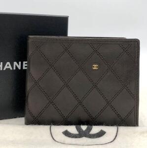 ［希少・美品］CHANEL シャネル ビコローレ ラムスキン　ココマーク　 折り財布　カード入れ　札入れ　 ブラウン　ヴィンテージ　レア