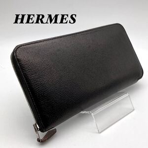 【美品】エルメス HERMES 長財布 アザップロング シルクイン ブラック