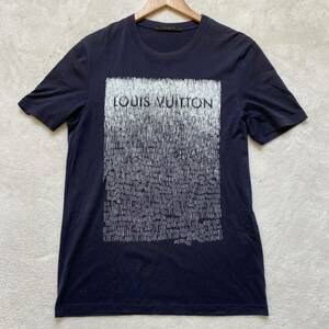【最高峰】 LOUIS VUITTON ヴィトン メンズ 半袖 Tシャツ クルーネック トップス グラデーション ロゴ ネイビー Mサイズ