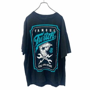 FAMOUS ロゴTシャツ プリントTシャツ フェイマス XL サイズ ブラック 古着卸 アメリカ仕入 t2406-3544