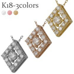 ダイヤモンド ネックレス ひし形 ダイヤ 0.2ct 18k k18ゴールド k18wg k18yg k18pg ペンダント レディース アクセサリー