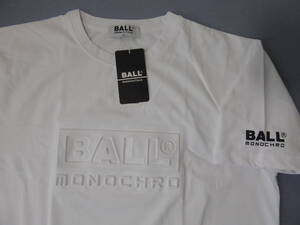 BALL ボール イタリア発人気ブランド エンボス加工 ストレッチ 半袖 Tシャツ　LL　白　