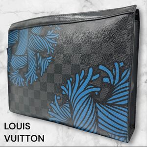 希少 美品 ルイヴィトン LOUIS VUITTON メンズ ネメス ダミエグラフィット ポシェットヴォワヤージュ クラッチ セカンドバッグ レザー 