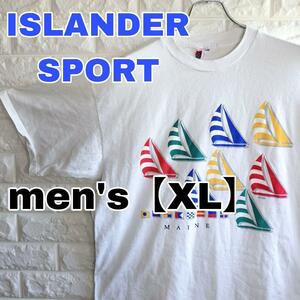 C276【lSLANDER SPORT】半袖プリントTシャツ【メンズXL】白