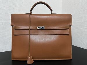 【HERMES】本物 エルメス ケリー デペッシュ38 レザー ブラウン キャメル ブラウン ビジネスバッグ ブリーフケース 書類鞄 【美品】