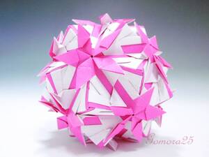 くす玉　30枚組　折り紙　ユニット　O-5　桃色　kusudama　origami　ハンドメイド