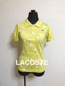 【良品】 LACOSTE ラコステ レディース スター 星柄 限定 ポロシャツ トップス ファブリカ 日本製 レディース サイズ38 半袖 黄色 DF008A