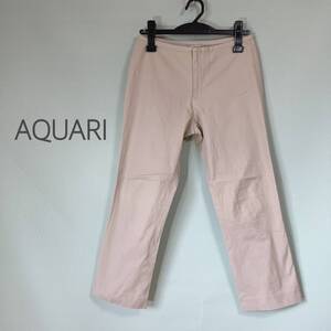 ◎AQUARI サブリナパンツ クロップドパンツ ハンパ丈パンツ ベージュ色 レディース サイズ2 オフィスコーデ 日本製品 春夏