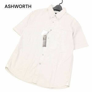 【新品 未使用】 ASHWORTH アシュワース 春夏 ボタンダウン★ 半袖 シャツ Sz.L　メンズ グレー ゴルフ　I4T02041_6#A