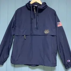 美品 にゃー × Champion アノラックパーカー ネイビー M