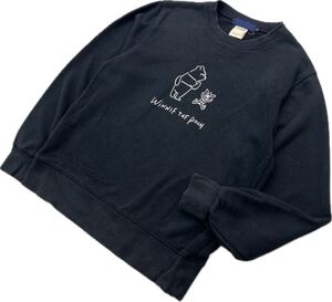 BEAMS ☆ ビームス ディズニー コラボ プーさん ピグレット スウェット シャツ トレーナー ネイビー S 秋冬 大人カジュアル 古着■S3927