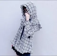 lillilly Baby check hoodie ブラック パーカー