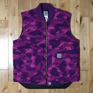 ★新品★ Carhartt × BAPE ベスト Lサイズ Purple camo a bathing ape vest カーハート エイプ ベイプ アベイシングエイプ NIGO w7766