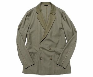 20AW 美品 GIORGIO ARMANI ジョルジオアルマーニ カシミヤラペル切替 ウールフランネル ダブルブレスト テーラードジャケット メンズ 48