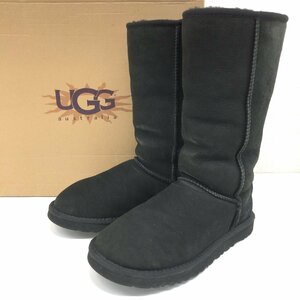 ◆UGG アグ 定価36,300円 定番人気 クラシックトール ふかふか 羊革 ムートンブーツ US6(23cm) 黒 ブラック ロングブーツ レディース 婦人