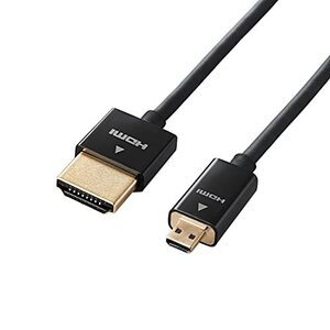 エレコム micro HDMI ケーブル 2m 4K × 2K対応 スーパースリム ブラック DGW-HD14SSU20BK