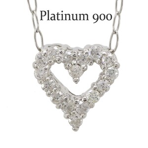 オープンハート ダイヤモンド ネックレス ダイヤ 0.15ct プラチナ900 pt900 レディース ジュエリー アクセサリー