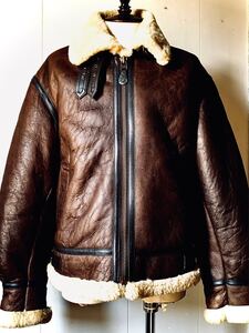 極上 美品 us.army air forces sheepskin co.シープスキンリアルムートン B-3 ボマー フライトジャケット L 濃茶