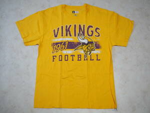 ☆送料無料☆ NFL TEM APPAREL USA直輸入 古着 半袖 MINNESOTA VIKINGS ミネソタ・バイキングス Tシャツ メンズ L イエロー トップス 中古