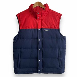 美品 Patagonia パタゴニア BIVY DOWN VEST ナイロン ビビーダウンベスト 27586 L レッド×ネイビー バイカラー