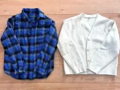 未使用❤️秋冬150㎝UNIQLOシャツ&カーディガン2点セット