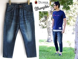 新品 The DUFFER of ST.GEORGE × WRANGLER ダファー別注 ラングラー ビンテージ加工 アンクル/クロップド デニムパンツ w28 インディゴ