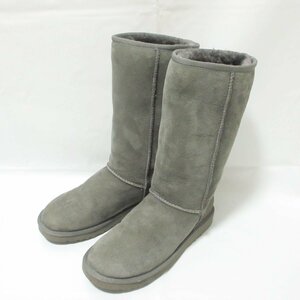 美品 UGG アグ CLASSIC TALL クラシックトール ムートン ブーツ 5815 US7 約24cm グレー 093 ◆