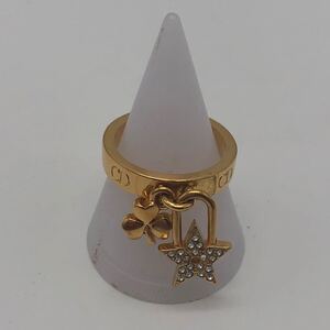 Christian Dior リング ゴールド ラインストーン 星 クローバー アクセサリー P3723