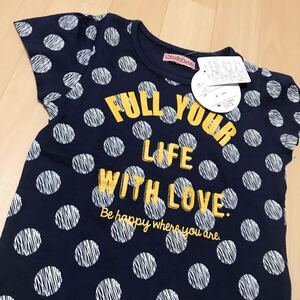 新品 110サイズ トップス tシャツ シャツ 未使用品 半袖 半そで 紺色 水玉　綿100% か