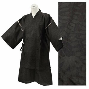 ◆紳士用 甚平◆こげ茶色 柄入り じんべい Mサイズ　js-25 【夏 祭り ルームウェア 男物 男性用 メンズ】