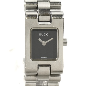 ＊【電池交換済】GUCCI 2305L クォーツ QZ レディース 腕時計 黒文字盤 ブラック スクエア グッチ 