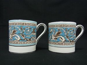 ■新品同様■ Wedgwood ウェッジウッド フロレンティーン ターコイズ コーヒーカップ 食器 2客セット ターコイズブルー系 BD1493