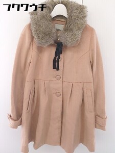 ■ ◎ OLIVE des OLIVE フェイクファー付き 2way コート サイズL ピンク系 レディース