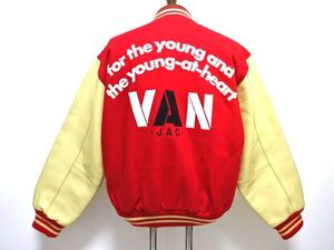 VAN JAC 80s-90s vintage original VARSITY JACKET L size / ヴァンヂャケット スタジャン アーチロゴ 袖レザー IVY 日本製 メンズ 当時物