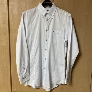 バーバリーブラックレーベル BURBERRY BLACK LABEL ボタンダウン シャツ 40 (L) スリムフィット ライトブルー ノバチェック