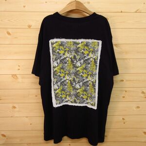 ◎美品！SEAGREEN シーグリーン◆ボタニカル プリント Tシャツ 半袖 カットソー ライフスタイル◆メンズ 黒 Mサイズ◆A5383