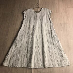 100円スタート☆ GIPSY BLUE リネン100 麻　ストライプ　ワンピース