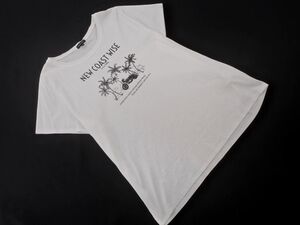 ネコポスOK INDIVI インディヴィ プリント Tシャツ size48/白 ■◆ ☆ efb0 レディース