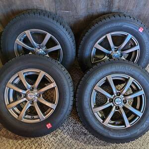 20年製 バリ山 中古 スタッドレス アルミホイールセット14×5.5J ET+40 GOODYEAR ICE NAVI 7 185/70R14 日産 ノート E12