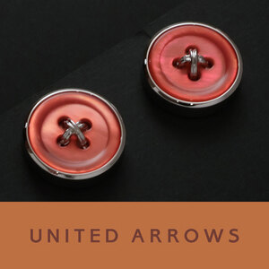 4074◆ユナイテッドアローズ◆カフス◆ボタン レッド＆シルバー◆カフスボタン～カフリンクス◆上質セレクトショップ～UNITED ARROWS◆新品