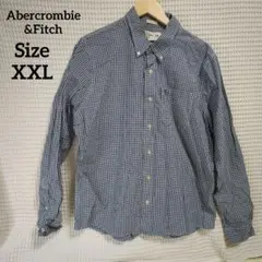 【大きめ☆Abercrombie&Fitch】紺　白　チェックシャツ　XXL