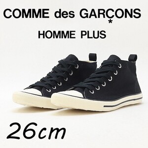 ◆COMME des GARCONS HOMME PLUS コムデギャルソン オムプリュス キャンバス ポインテッドトゥ スニーカー シューズ ブラック×ホワイト 26