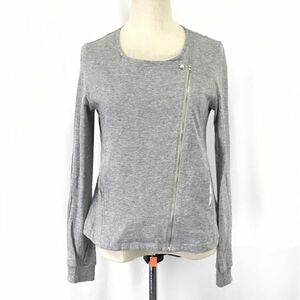 日本製★シップス/SHIPS★斜めジップ/ノーカラージャケット/薄手ブルゾン【38/レディースM/グレー/gray】Jaket/Shirts◆BH528