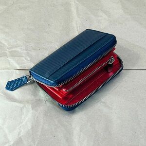 【田中革具】訳あり ハンドメイド カーボンレザー コンパクト財布 ラウンドファスナー コインケース 牛革 レザー メンズ ビジネス